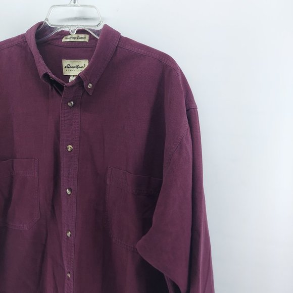 Eddie Bauer Mens Bainbridge flannel purple heavyweight Button Down Sz XL - Picture 3 of 8
